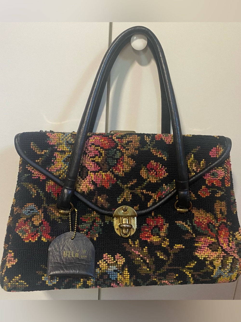 Vintage Handcrafted Floral Tapestry Bag